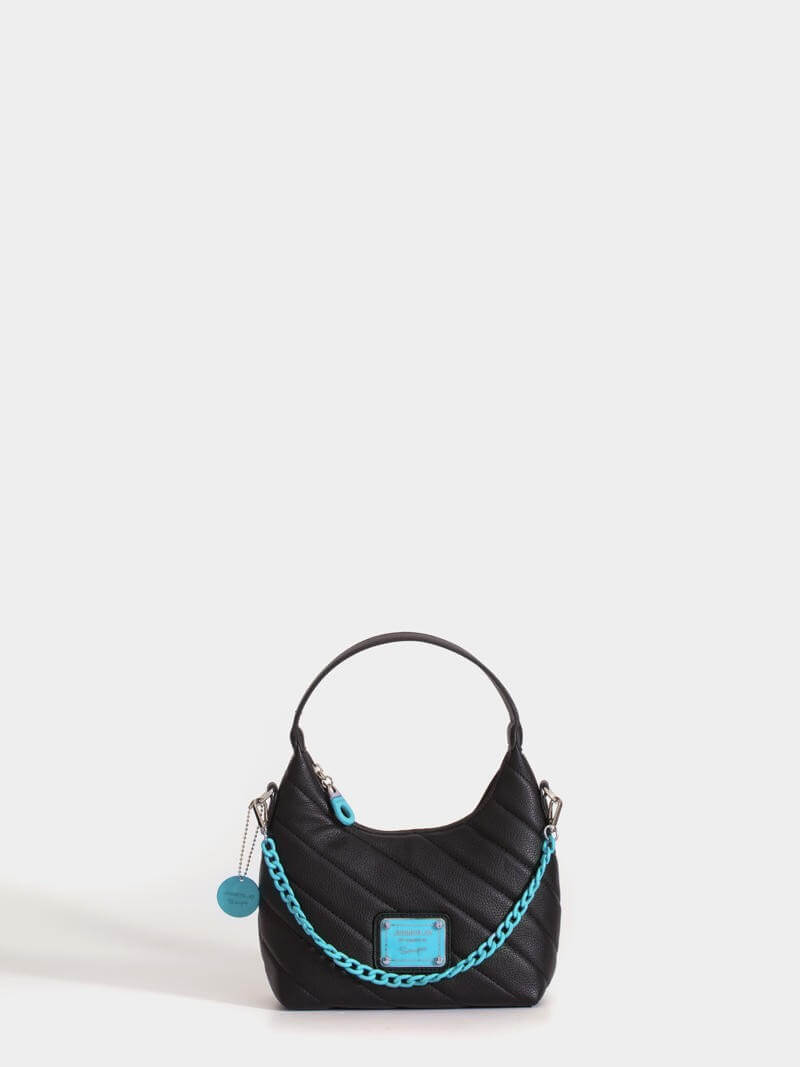 Cartera Baguette negra y turquesa Andes