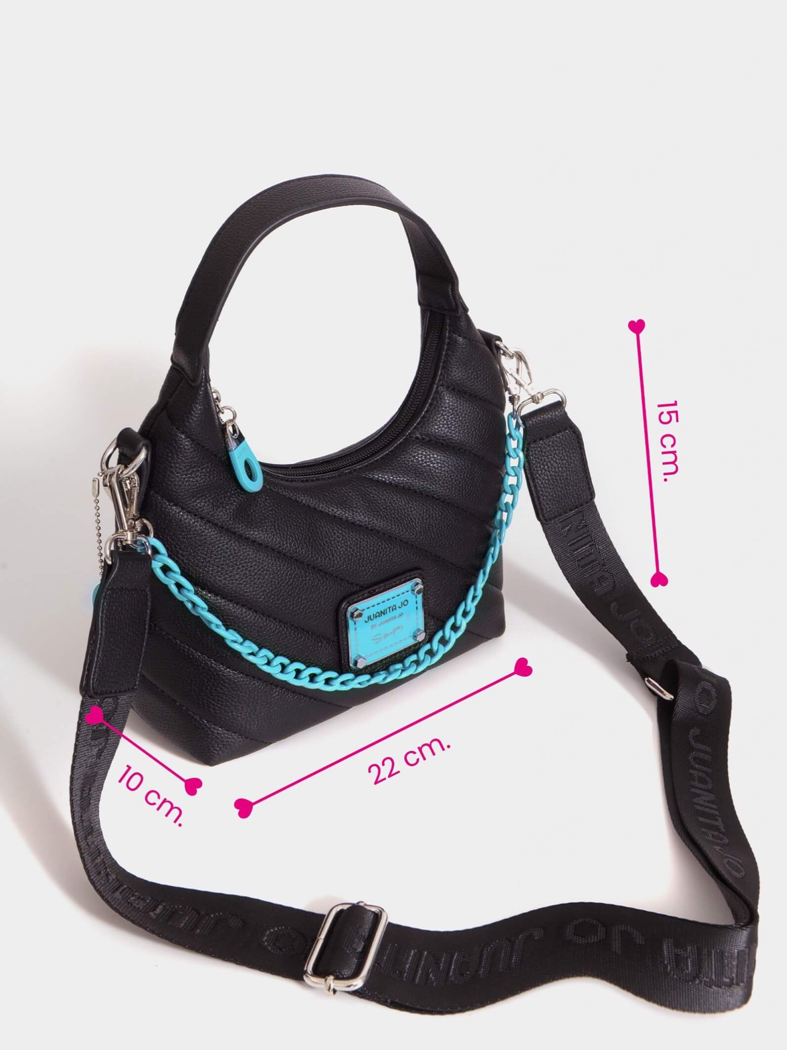 Cartera Baguette negra y turquesa Andes